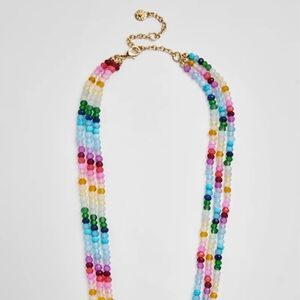 BaubleBar Multicolor Beaded Layered Necklace with Gold Chain